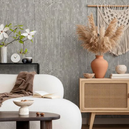 Beige Boho Abstract Peel and Stick Wallpaper - Removable Wall Art Decor