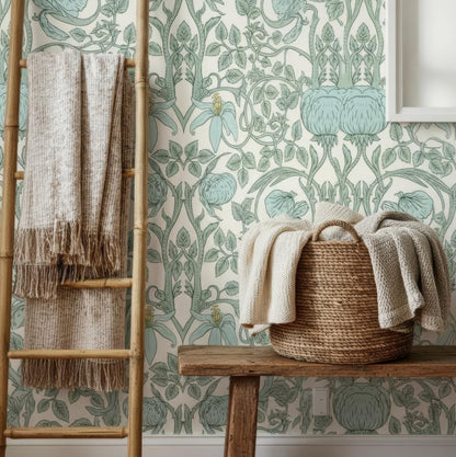 Peel and Stick Pastel Art Nouveau Removable Wallpaper for Home Decor