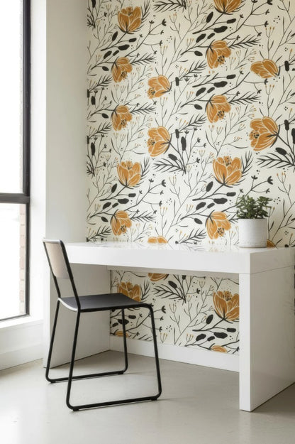 Tropical Palm Leaf Wallpaper - Peel & Stick Removable Wall Decor