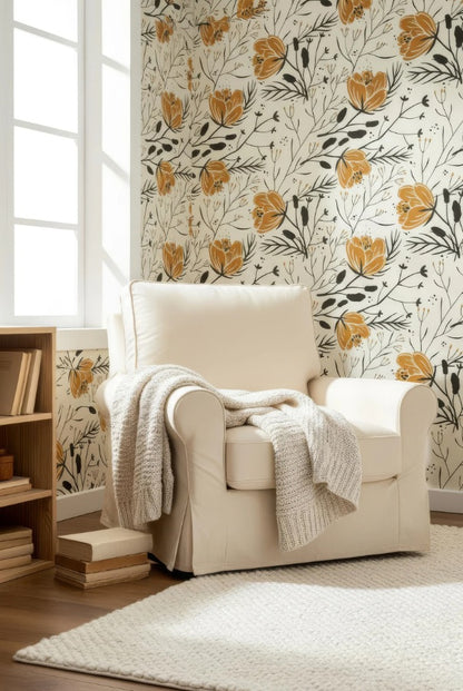 Tropical Palm Leaf Wallpaper - Peel & Stick Removable Wall Decor
