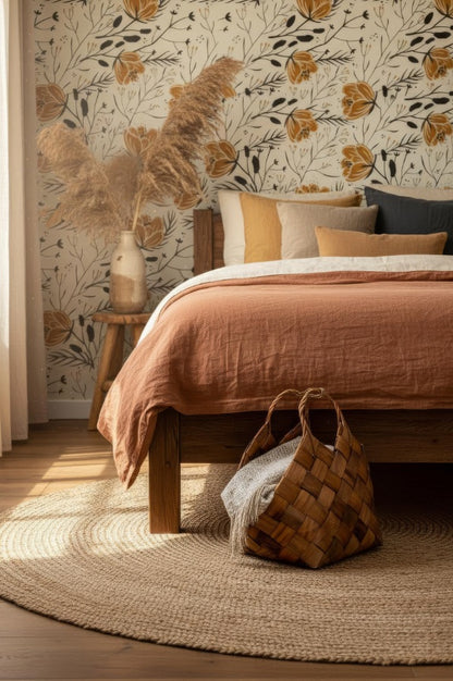 Tropical Palm Leaf Wallpaper - Peel & Stick Removable Wall Decor