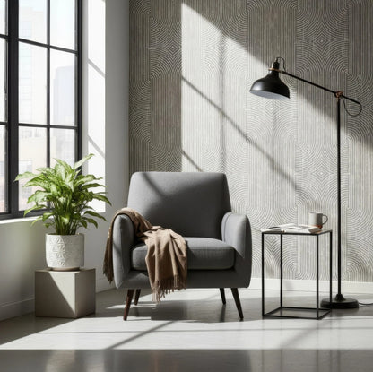 Beige Boho Abstract Peel and Stick Wallpaper - Removable Wall Art Decor