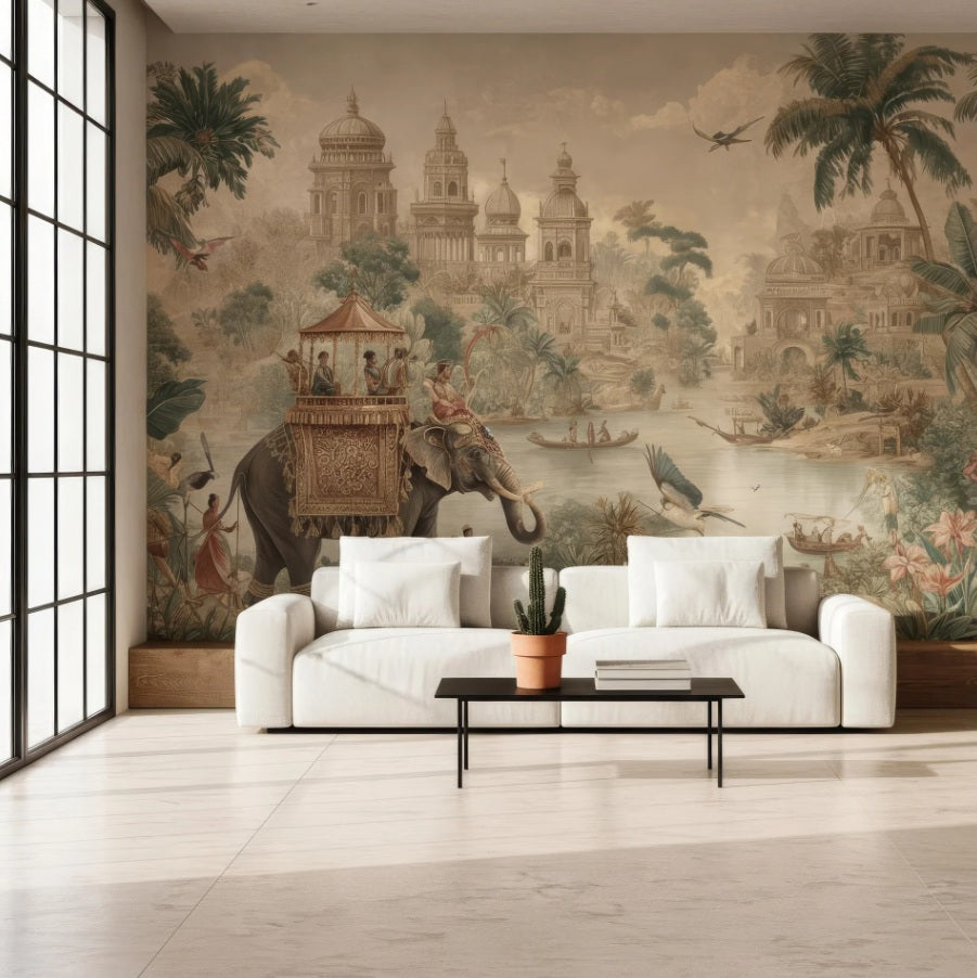 Elegant Elephant Palace Peel and Stick Wall Mural Wallpaper