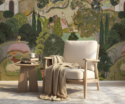 Jaipur Garden Peel & Stick Wallpaper - Vibrant Green Floral Wall Mural